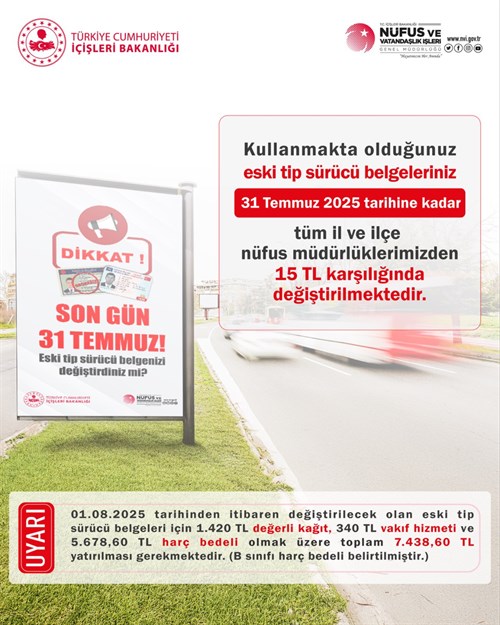 Eski tip sürücü belgesine sahip olan vatandaşlarımızın dikkatine.