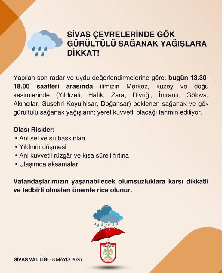 Vatandaşlarımızın yaşanabilecek olumsuzluklara karşı dikkatli ve tedbirli olmaları gerekmektedir.